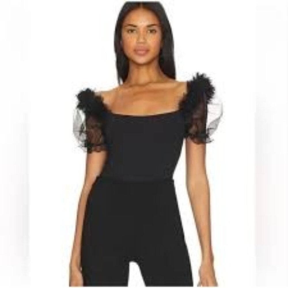 Free People x Intimately FP Pretty Petals Bodysuit in Black
